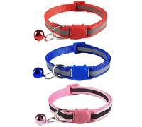 Tafeiya 3 Pcs Cat Collars,Reflective Design,Adjustable,More Safety Quick Release Safety Buckle with Bell (Multi-colored)