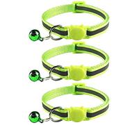 Tafeiya 3x Reflective Design Adjustable Cat Collars More Safety Quick Release Safety Buckle with Bell (Fluorescent Green)