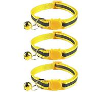 Tafeiya 3x Reflective Design Adjustable Cat Collars More Safety Quick Release Safety Buckle with Bell (Yellow)