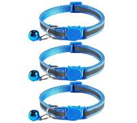 Tafeiya 3x Reflective Design Adjustable Cat Collars More Safety Quick Release Safety Buckle with Bell (Sky Blue)