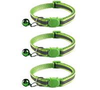 Tafeiya 3x Reflective Design Adjustable Cat Collars More Safety Quick Release Safety Buckle with Bell (Light Green)