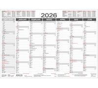 Tafelkalender A3 "Stabil" 2026: 14 Monate auf Vorder- und Rückseite I Dicker Karton I Ferientermine und Feiertage