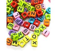 taffbeads 100pcs 6mm Colourful Cube Acrylic Alphabet Beads, Mixed Letters A-Z, Assorted Solid Colours for Jewellery Making, Bracelets, Necklaces, Craft Projects (500)