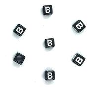 taffbeads 100pcs 6mm Cube Black A-Z Single Letters, Vowels Acrylic Alphabet Beads for DIY Craft or Jewellery Making (B)
