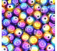 taffbeads 40pcs 8mm Tow Tone Colour 3D Illusion Miracle Acrylic Beads for DIY Craft and Jewellery Making (Dark Purple - Orange)