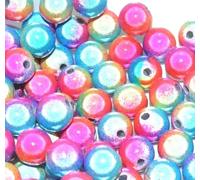 taffbeads 40pcs 8mm Tow Tone Colour 3D Illusion Miracle Acrylic Beads for DIY Craft and Jewellery Making (Rainbow)