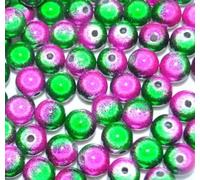 taffbeads 40pcs 8mm Tow Tone Colour 3D Illusion Miracle Acrylic Beads for DIY Craft and Jewellery Making (Dark Green - Pink)