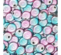 taffbeads 40pcs 8mm Tow Tone Colour 3D Illusion Miracle Acrylic Beads for DIY Craft and Jewellery Making (Pink and Blue)