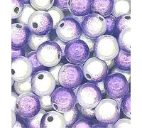 taffbeads 40pcs 8mm Tow Tone Colour 3D Illusion Miracle Acrylic Beads for DIY Craft and Jewellery Making (Purple - White)