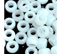 taffbeads Well Polished 9x6mm Patterned Acrylic Pony Beads for Jewellery Making and DIY Handcraft (100pcs White)
