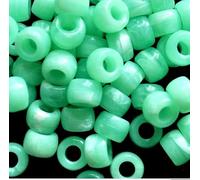 taffbeads Well Polished 9x6mm Patterned Acrylic Pony Beads for Jewellery Making and DIY Handcraft (100pcs Green)