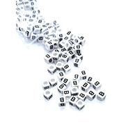 taffbeads100 pcs 6mm White Cube Acrylic Alphabet Beads, A - Z Letters, for DIY Handcraft Jewellery Making Bracelet, Necklace, Key Ring (B)