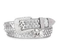 taffeta alley Western Belts For Woman,Sparkly Cowgirl Rhinestone Belt,Bling Belt Bb Belt Men, Silver, Waist size 35.5"-39.5"