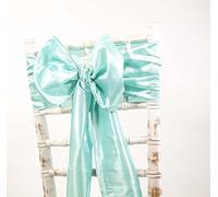 Taffeta Chair Sashes Bows - Wedding Events Decor - 48 Colours + Matching Runners Available (Aqua)