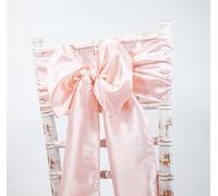 Taffeta Chair Sashes Bows - Wedding Events Decor - 48 Colours + Matching Runners Available (Blush)