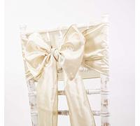 Taffeta Chair Sashes Bows - Wedding Events Decor - 48 Colours + Matching Runners Available (Champagne)