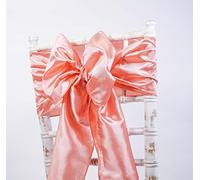 Taffeta Chair Sashes Bows - Wedding Events Decor - 48 Colours + Matching Runners Available (Fiesta Coral)