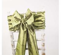 Taffeta Chair Sashes Bows - Wedding Events Decor - 48 Colours + Matching Runners Available (Moss)