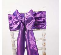 Taffeta Chair Sashes Bows - Wedding Events Decor - 48 Colours + Matching Runners Available (Purple)