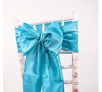 Taffeta Chair Sashes Bows - Wedding Events Decor - 48 Colours + Matching Runners Available (Turquoise)