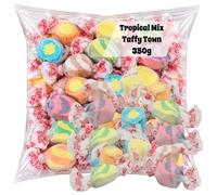 Taffy Town Tropical Mix Salt Water Taffy 350g - 6 Classic Tropical Flavours | Chewy American taffy with banana, coconut, mango, passion fruit, pineapple and tropical punch flavours.