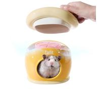 tafit Ceramic Igloo Hamster Hideout - Small Animal Habitat Decor Hut for Syrian & Dwarf Hamsters, Gerbils, Mice, Rats - Home House with Ice Box (Orange)