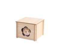 Tafit Natural Wooden Hamster Hideout House, Small Animals Habitat Hut for Syrian & Dwarf Hamster, Gerbils, Hedgehogs, Rats, Mice, Lemmings, Small Pets (1-Room)
