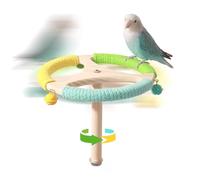 tafit Parrot Perch Wooden Stand with 3 Bell Toys & Soft Cotton Rope - Interactive Spinning Bird Cage Accessories for Parakeets, Budgies, Lovebirds, Cockatiels, Conures, Finches