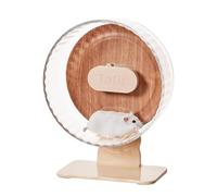 Tafit Silent Hamster Wheel 22cm Dual-Bearings Quiet Running Exercise Wheels with Wood Grain Backboard, Height Adjustable for Syrian Dwarf Hamsters, Gerbils, Mice, Hedgehog, Lemmings, Warm Brown