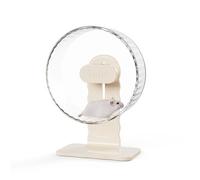 Tafit Silent Hamster Wheel 22cm Dual-Bearings Quiet Running Exercise Wheels with Wood Grain Backboard, Height Adjustable for Syrian Dwarf Hamsters, Gerbils, Mice, Lemmings, Transparent