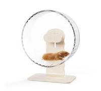 Tafit Silent Hamster Wheel 26cm Dual Bearings Quiet Running Exercise Wheels with Wood Grain Backboard, Height Adjustable for Syrian Dwarf Hamsters, Gerbils, Mice, Lemmings, Transparent