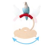 Tafit Wooden Bird Perch Stand with Cotton Rope - Enrichment Interactive Spinning Swing Perch for Cockatiels Conures Lovebirds Parrotlets Budgies - Red