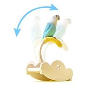 Tafit Wooden Bird Perch Stand with Cotton Rope - Enrichment Interactive Spinning Swing Perch for Cockatiels Conures Lovebirds Parrotlets Budgies - Yellow
