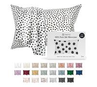 TAFTS 22mm 100% Pure Mulberry 6A Silk Pillowcase for Hair & Skin with Envelope Closure, Cooling, Natural, Organic, Double Sided Silk Pillow Case (Polk SPOT, Queen Size, 20"x30")