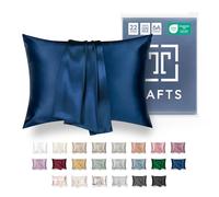 TAFTS 22mm 100% Pure Mulberry 6A Silk Pillowcase for Hair & Skin with Envelope Closure, No Zipper, Cooling, Natural, Organic, Double Sided Pillow Case (Navy Blue, Queen 20"x30" 1pc)