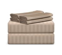 Tafts Jacquard California King Sheets Set, Pure 100% Viscose derived from Bamboo Bed Sheets Set, Luxuriously Soft, Silky, Cooling Sheets, Double Stitched, Deep Pockets Up to 18 inches, 7pc Set (Beige)