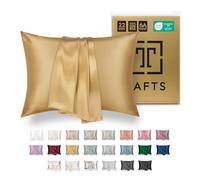 Tafts Silk Pillow Cases - 22mm 100% Pure Mulberry 6A Silk Pillowcase for Hair & Skin with Zipper Closure, Cooling, Natural, Organic, Double Sided Pillow Case (Gold, King 20x36, 1pc)