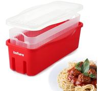 Tafura Microwave Pasta Cooker with Double Straining System, Microwavable Spaghetti Cooker and Drainer, Dorm Gift, Fast Pasta Boat with Strainer Tray and Lid. BPA Free