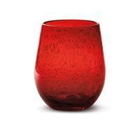 tag 16 oz. Single Bubble Glass Stemless Wine Drinkware Red Dishwasher Safe Beverage Glassware For Dinner Party Wedding Restaurant Bar Red