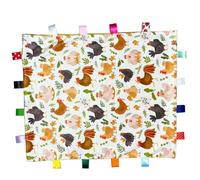 Tag Blankets for Babies, Cute Chicken Taggy Blanket, Soft Blanket with Tags for Boys and Girls Gift