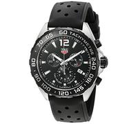 TAG Heuer Men's 43mm Black Rubber Band Steel Case Swiss Quartz Chronograph Watch CAZ1010.FT8024