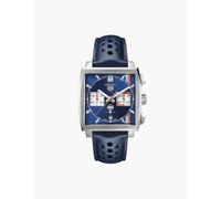 Tag Heuer Mens Blue Cbl2115.fc6494 X Gulf Monaco Stainless-steel and Leather Automatic Chronograph Watch 1 Size