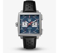 TAG Heuer Mens Monaco Chronograph Blue Dial Black Leather Strap Watch CDW2181.FC8360