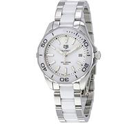 TAG Heuer Women's Aquaracer 35mm Two Tone Ceramic Band Steel Case Quartz White Dial Watch WAY131B.BA0914