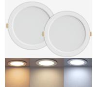 TAG LICHT LED Recessed Ceiling spotlights | Pack of 2 German Engineered | IP54 Changeable Colour Temperature 3000K, 4000K, 6000K | Ultra Slim LED Panel Light | 9W Round downlights (9W (Pack of 2))