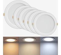 TAG LICHT LED Recessed Ceiling spotlights | Pack of 6 German Engineered | IP54 Changeable Colour Temperature 3000K, 4000K, 6000K | Ultra Slim LED Panel Light | 18W Round downlights (18W (Pack of 6))