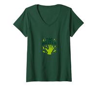 Tag Master: Playful Outdoor Adventure for Kids V-Neck T-Shirt, Women, Forest Green, M