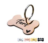 Tag Personalised Stainless Steel Dog ID Tags for Pets (Rose Gold, Bone, UK)