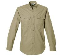 Tag Safari Shirt for Men Long Sleeve, 100% Cotton Shirt for Hunters, Explorers, Photographers and Journalists - Brown - Medium