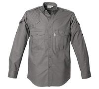 Tag Safari Shooter Shirt for Men Long Sleeve, 100% Cotton, Sun Protection for Outdoor Adventures - Green - Large